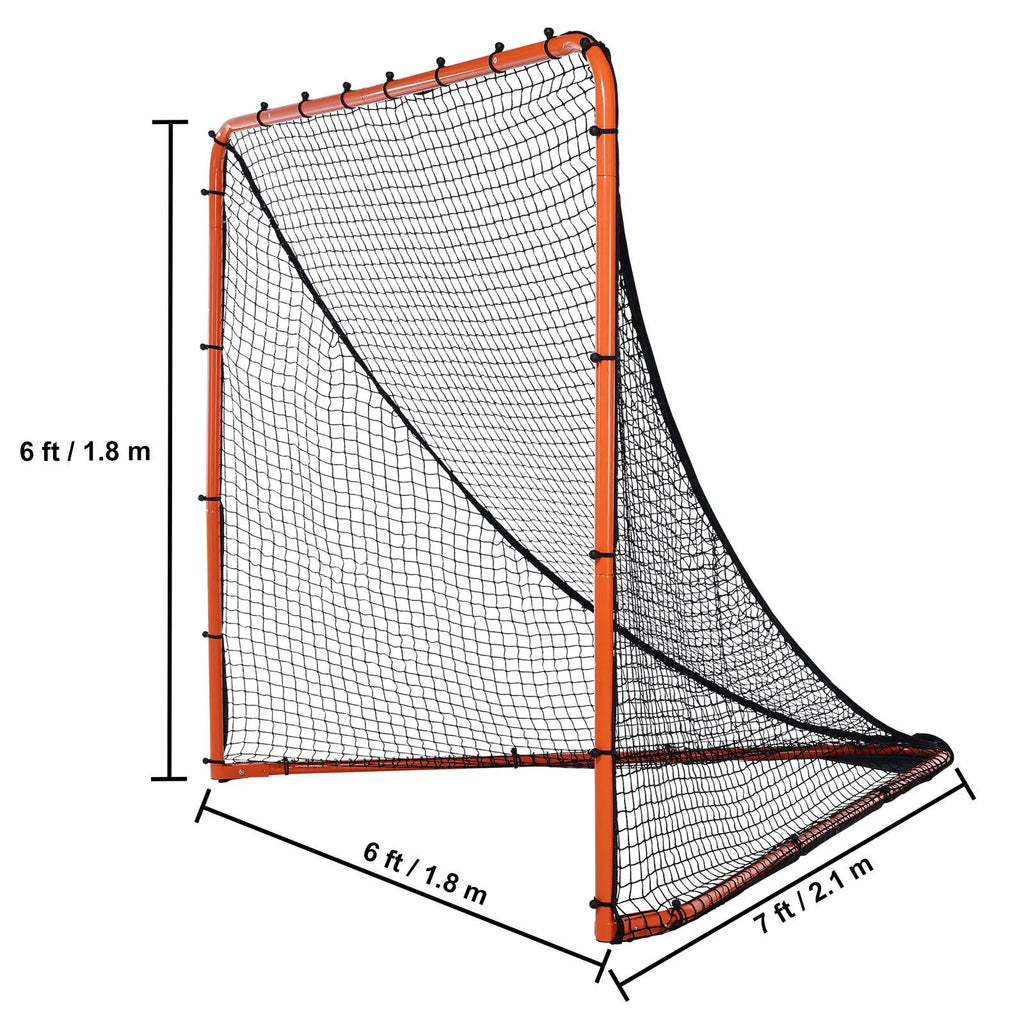 VEVOR Lacrosse Goal, 6' X 6' Lacrosse Net, Folding Portable Backyard Lacrosse Training Equipment, Steel Frame Training Net, Quick & Easy Setup Lacrosse Goal, Perfect for Adult Training, Orange
