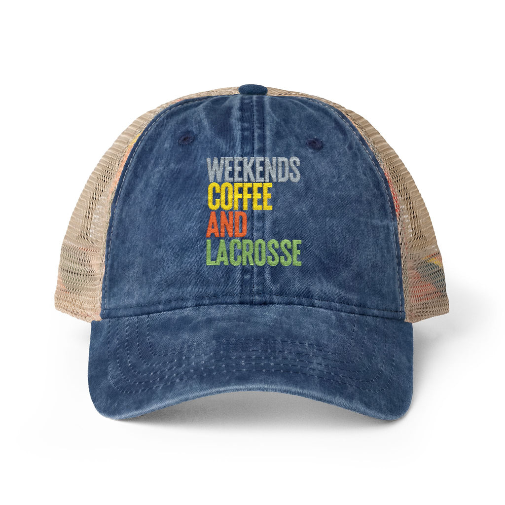 Weekends, Coffee, and Lacrosse - Women's Washed Mesh-Back Cap