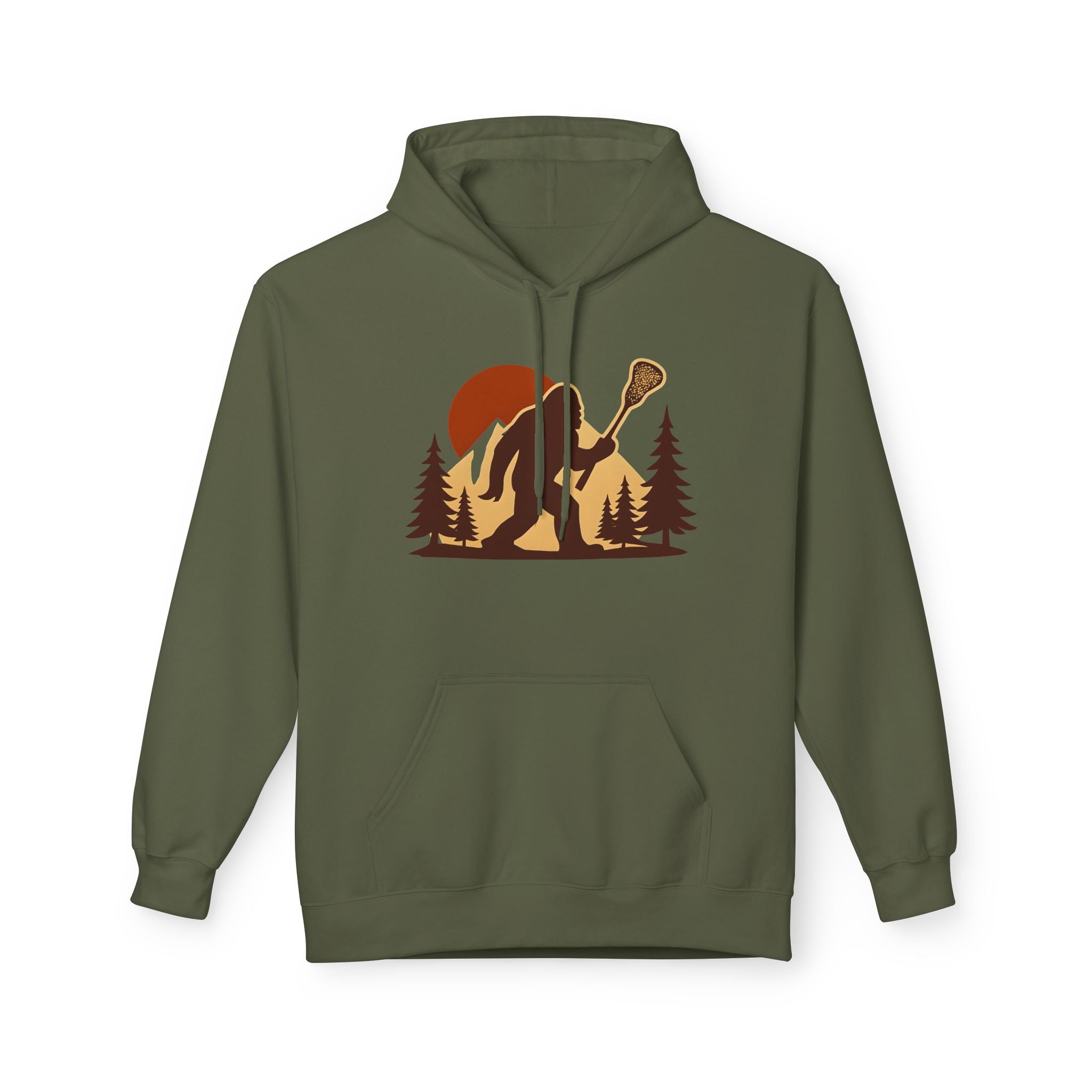 Retro LAXsquatch- Adult Fleece Hoodie
