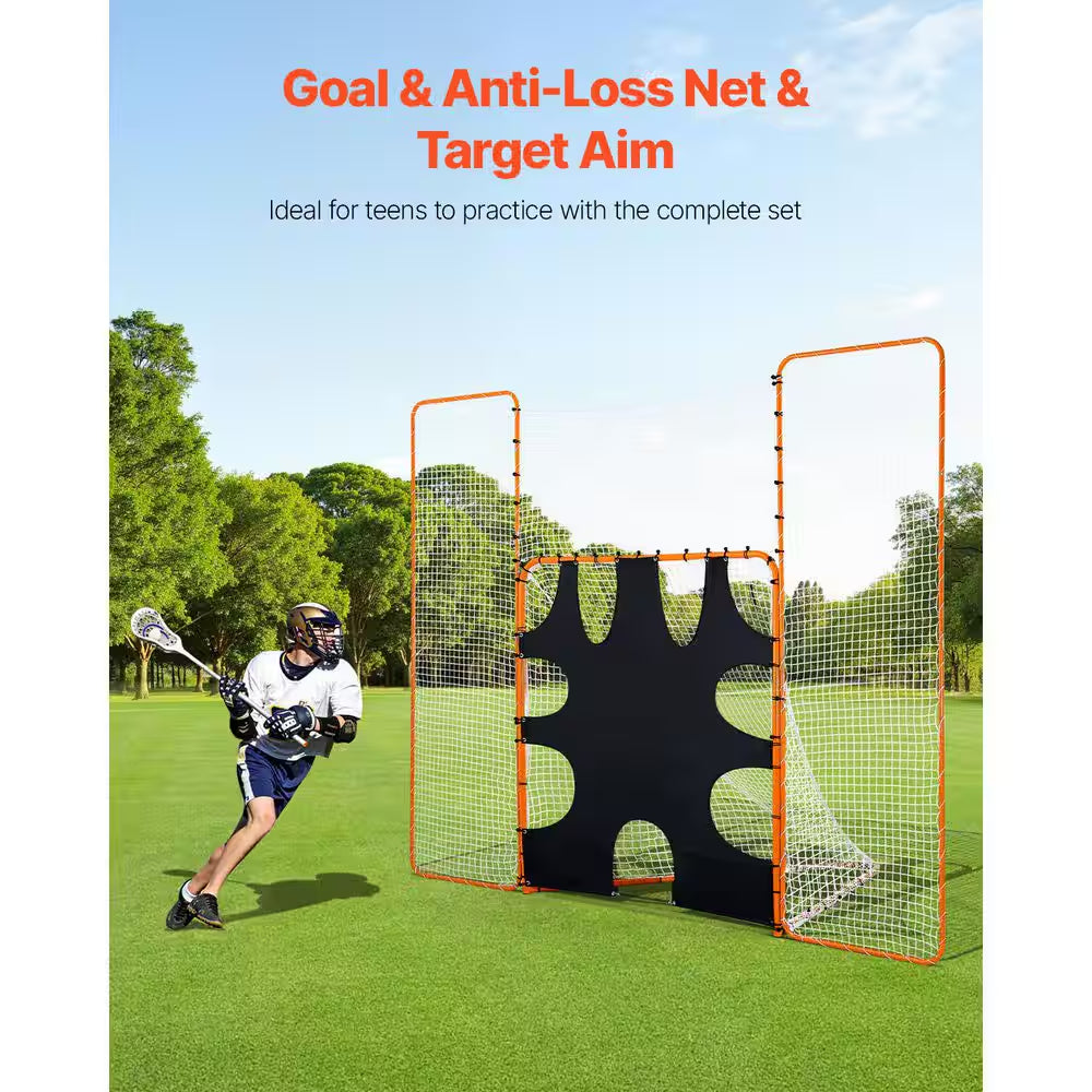 3-In-1 Lacrosse Goal, 12 X 9 Ft. Lacrosse Net with Backstop and Target Quick and Easy Setup Backyard Rebounder Equipment