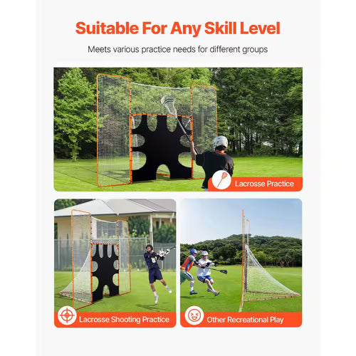 3-In-1 Lacrosse Goal, 12 X 9 Ft. Lacrosse Net with Backstop and Target Quick and Easy Setup Backyard Rebounder Equipment