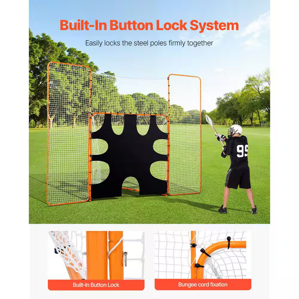 3-In-1 Lacrosse Goal, 12 X 9 Ft. Lacrosse Net with Backstop and Target Quick and Easy Setup Backyard Rebounder Equipment