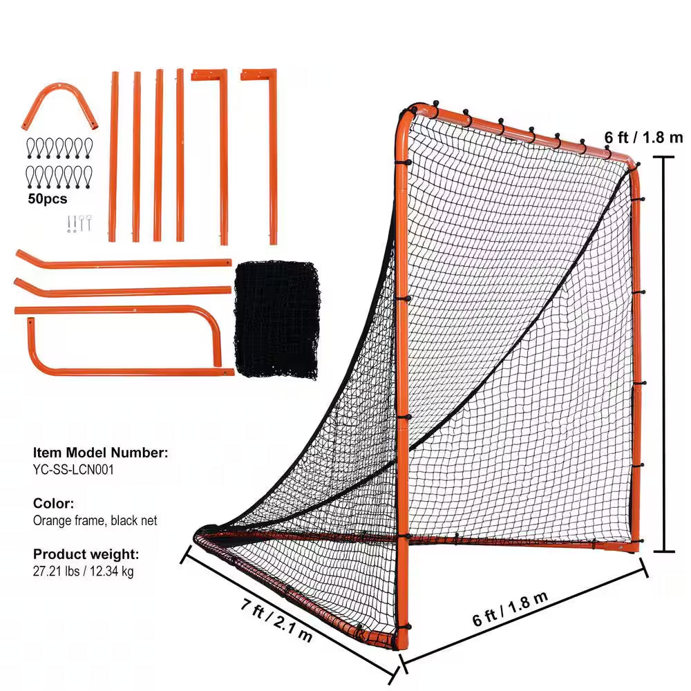 Lacrosse Goal, 6 X 6 In. Lacrosse Net, Folding Portable Backyard Lacrosse Training Equipment, Steel Frame Training Net