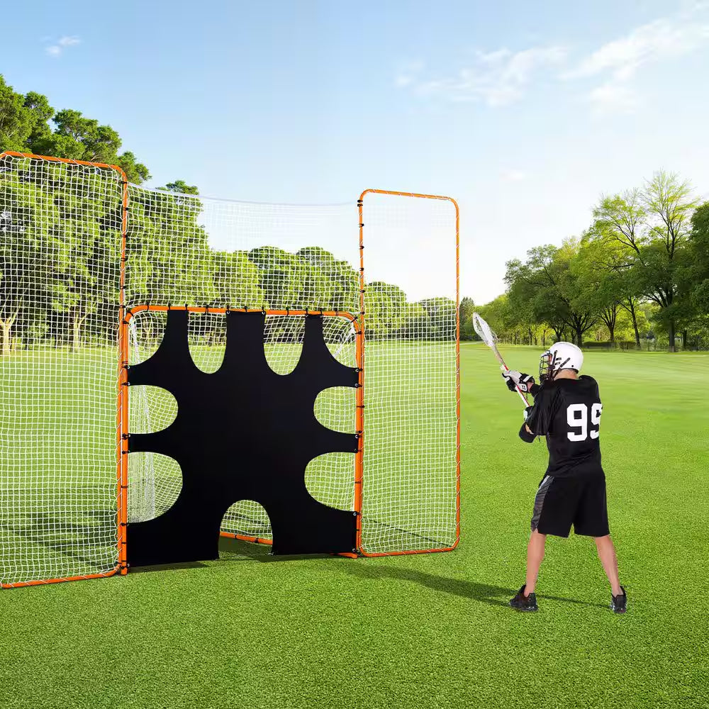 3-In-1 Lacrosse Goal, 12 X 9 Ft. Lacrosse Net with Backstop and Target Quick and Easy Setup Backyard Rebounder Equipment